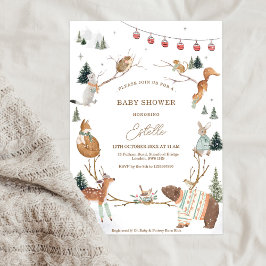 Winter Woodland Animals Forest Baby Shower Kaart