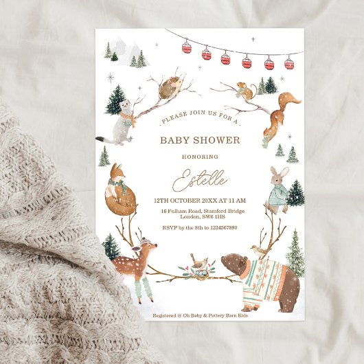 Winter Woodland Animals Forest Baby Shower Kaart