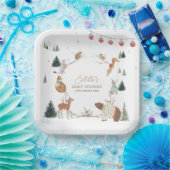 Winter Woodland Animals Forest Baby Shower Papieren Bordje (Feest)