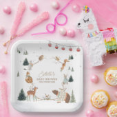Winter Woodland Animals Forest Baby Shower Papieren Bordje (Feest)