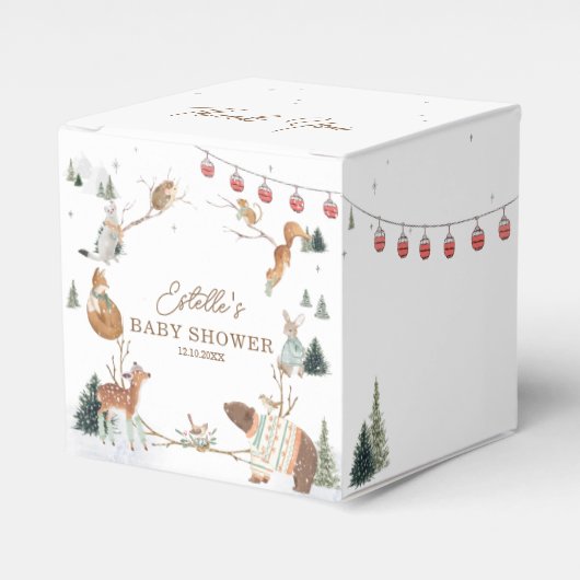 Winter Woodland Animals Forest Baby Shower Thank Bedankdoosjes (Voorkant Zijde)