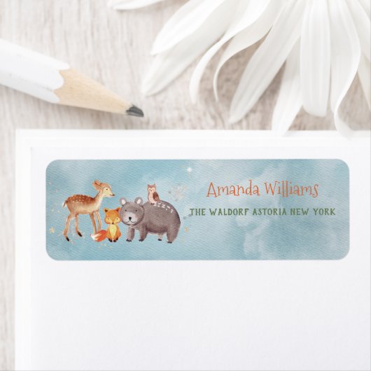 Winter Woodland Animals Forest Friends Baby shower Etiket (Insitu)