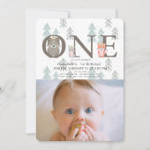 Winter Woodland Animals Foto 1e Verjaardag Kaart (Voorkant)