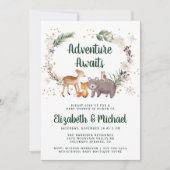 Winter Woodland Animals Koppels Baby shower Kaart (Voorkant)