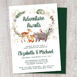 Winter Woodland Animals Koppels Baby shower Kaart