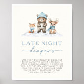 Winter Woodland Animals Late Night Diapers Game Poster (Voorkant)