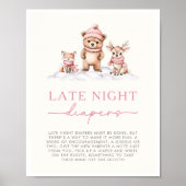 Winter Woodland Animals Late Night Diapers Game Poster (Voorkant)