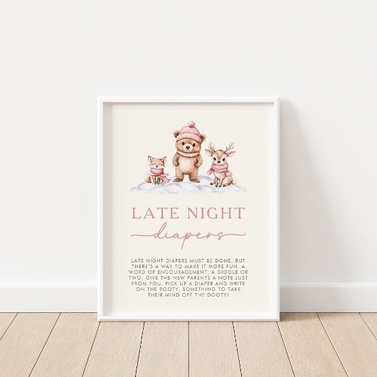 Winter Woodland Animals Late Night Diapers Game Poster