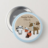 Winter Woodland Animals Name Tag Button (Voorkant /achterkant)