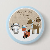 Winter Woodland Animals Name Tag Button (Voorkant)
