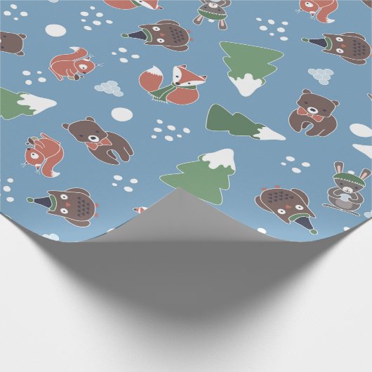 Winter Woodland Animals Pattern Cadeaupapier (Hoek)