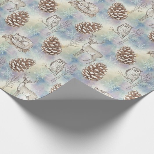 Winter Woodland Animals Pattern Cadeaupapier (Hoek)