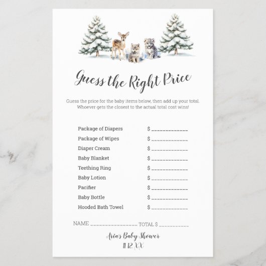 Winter Woodland Animals raden de juiste prijs Flyer (Voorkant)