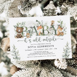 Winter Woodland Animals Sage Greenery Baby shower Kaart<br><div class="desc">Deze elegante uitnodiging tot het baby shower heeft betrekking op de zachte waterverf groen,  schattige bosdieren en moderne lettertekens. Geschikt voor baby shower van zowel jongen als meisjes.</div>