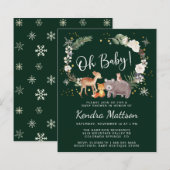 Winter Woodland Animals Waterverf Baby shower (Voorkant / Achterkant)