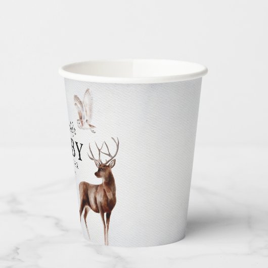 Winter Woodland Animals Waterverf Baby shower Papieren Bekers (Links)
