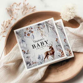 Winter Woodland Animals Waterverf Baby shower Servet