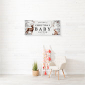 Winter Woodland Animals Waterverf Baby shower Spandoek (Insitu)