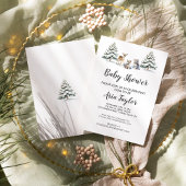 Winter Woodland Animals|Wit Baby shower Kaart
