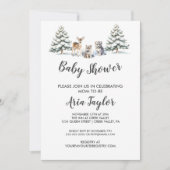 Winter Woodland Animals|Wit Baby shower Kaart (Voorkant)