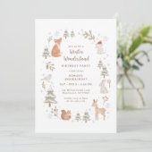 Winter Woodland Animals Wonderland Birthday Kaart (Staand voorkant)