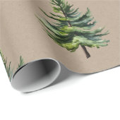 Winter Woodland aquarel voor bomen Kraft Cadeaupapier (Rol Hoek)