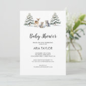 Winter Woodland Baby Animals Baby shower Kaart (Staand voorkant)