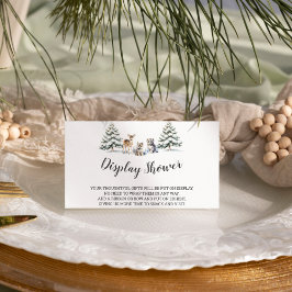 Winter Woodland Baby Animals|White Display Douche Informatiekaartje