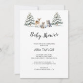 Winter Woodland Baby Animals|Wit Baby shower Kaart (Voorkant)