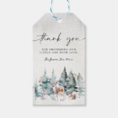Winter Woodland Baby Cold Outside Forest Thank You Cadeaulabel (Voorkant)