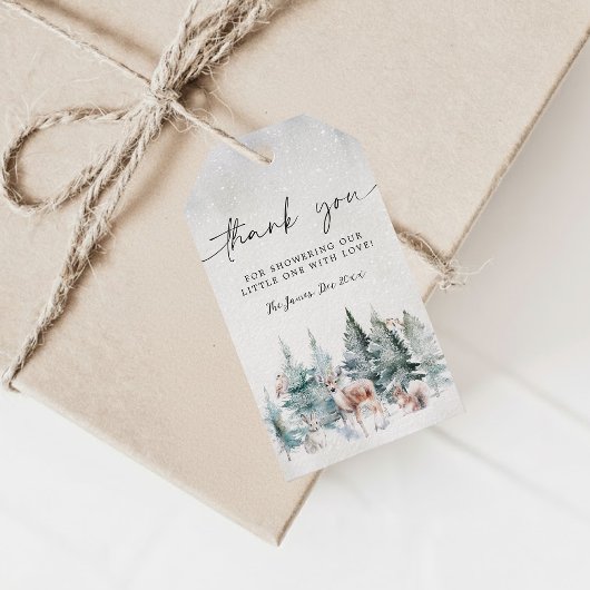 Winter Woodland Baby Cold Outside Forest Thank You Cadeaulabel