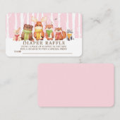 Winter Woodland Baby Dieren Luier Raffle Ticket Informatiekaartje (Voorkant / Achterkant)