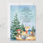 Winter Woodland Baby Douche uitnodigingen (Voorkant)