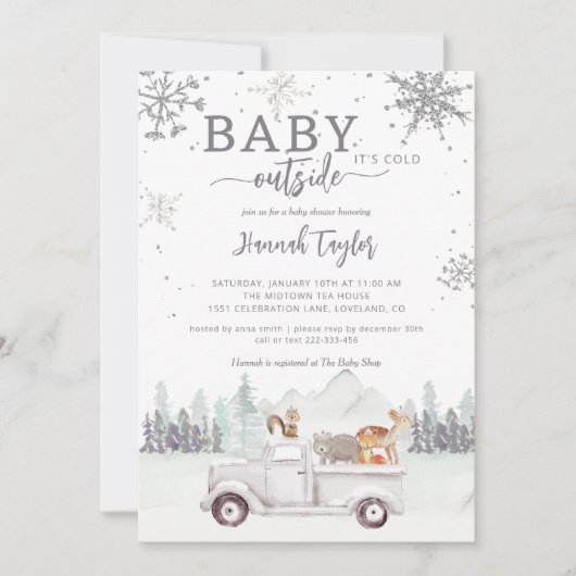 Winter Woodland Baby Het is koud buiten Baby showe Kaart (Voorkant)