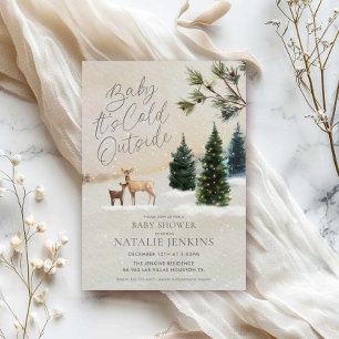 Winter Woodland Baby Het is koud buiten Baby showe Kaart