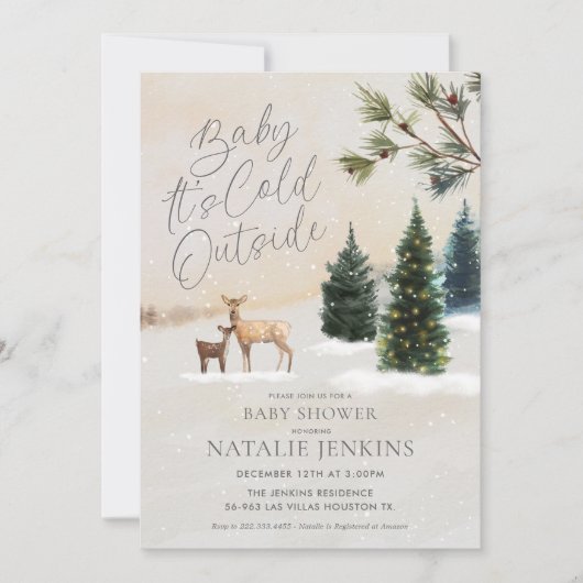 Winter Woodland Baby Het is koud buiten Baby showe Kaart (Voorkant)