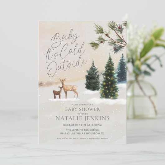 Winter Woodland Baby Het is koud buiten Baby showe Kaart (Staand voorkant)