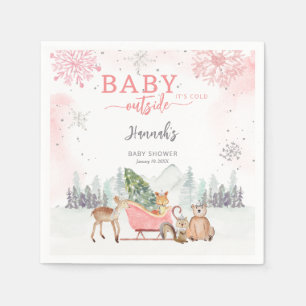 Winter Woodland Baby Het is koud buiten Baby showe Servet