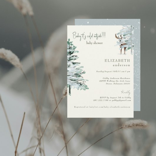 Winter Woodland Baby it's Cold Baby Shower II Kaart
