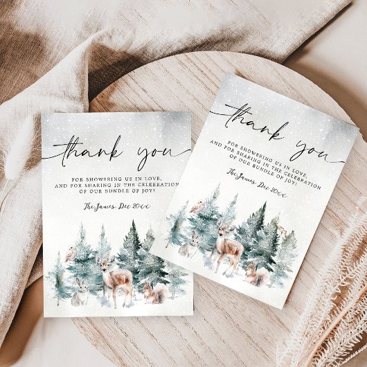 Winter Woodland Baby It's Cold Outside Thank You Informatiekaartje