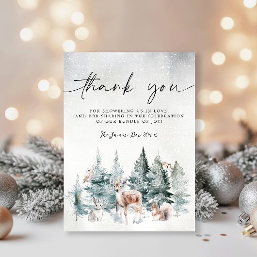 Winter Woodland Baby It's Cold Outside Thank You Informatiekaartje