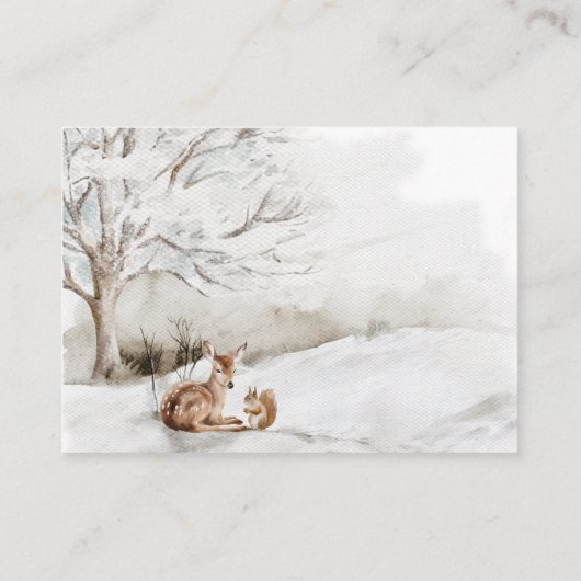 Winter Woodland Baby Jongensdouche Informatiekaartje (Achterkant)