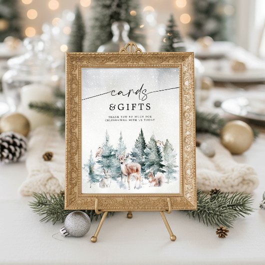 Winter Woodland Baby Koud Buiten Kaarten & Geschen Poster
