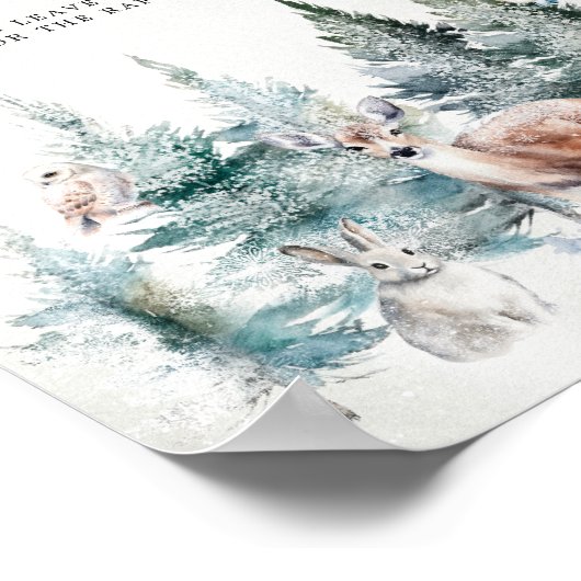 Winter Woodland Baby Koud Buiten Luier Raffle Poster (Hoek)