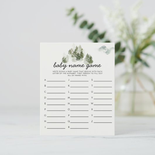 Winter Woodland Baby Name Shower Game (Staand voorkant)