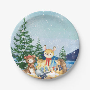 Winter Woodland Baby shower 7" Bord
