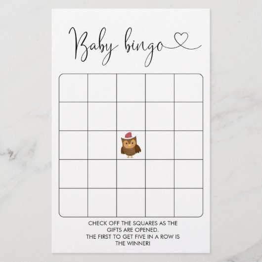 Winter Woodland Baby shower Bingo Game (Voorkant)