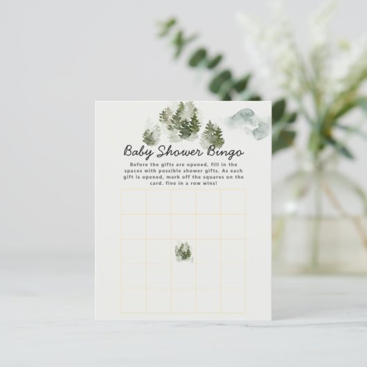 Winter Woodland Baby Shower Bingo Spel (Staand voorkant)