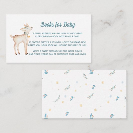 Winter Woodland Baby shower Books for Baby Card Informatiekaartje (Voorkant / Achterkant)