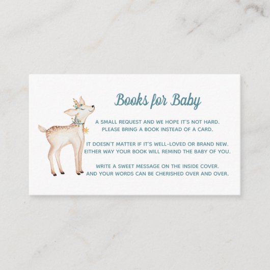 Winter Woodland Baby shower Books for Baby Card Informatiekaartje (Voorkant)